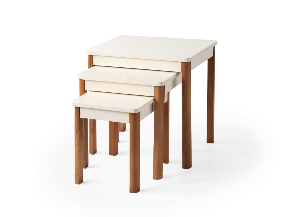 VERALINE ELİF ZİGON SEHPA-KREM/CEVİZ