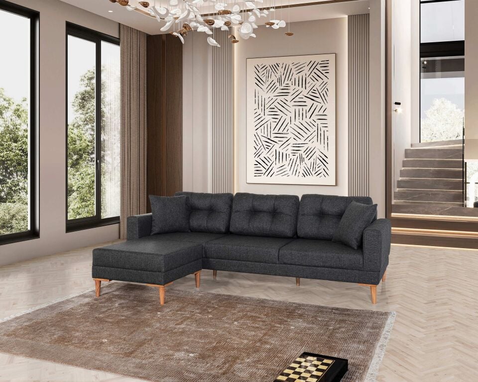 RC HANDY ECO SABİT KÖŞE TAKIMI(KUMAŞ SALSA 18 GRİ/AYAK NATUREL)