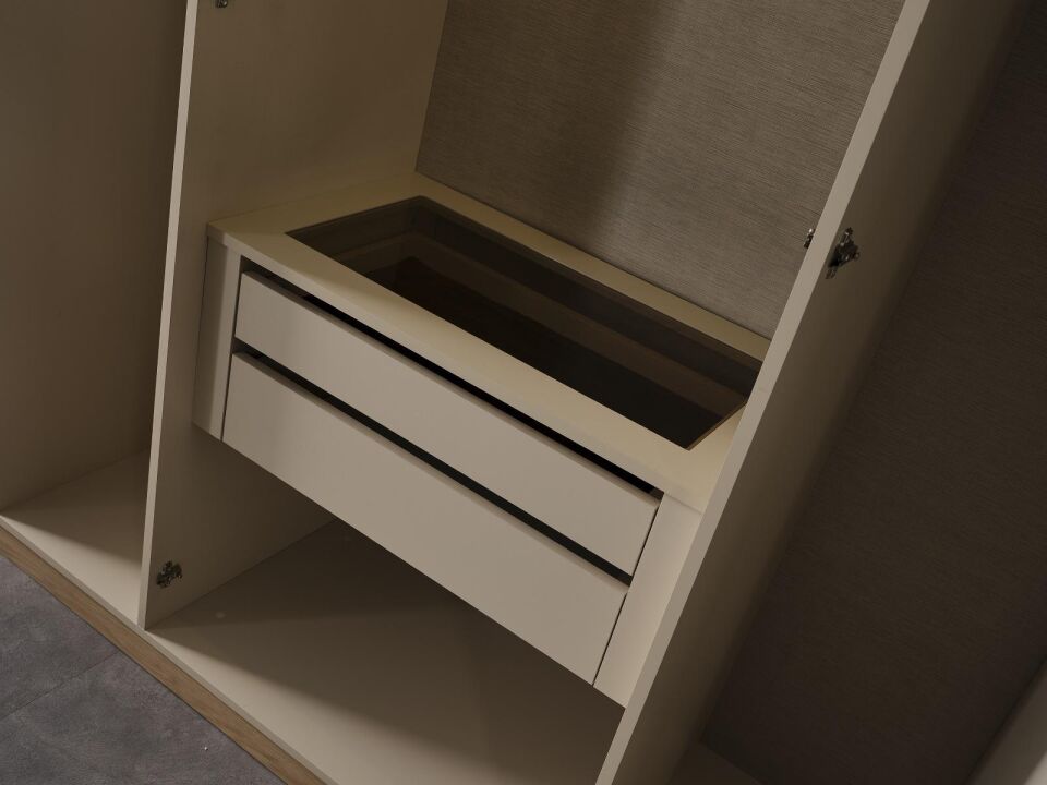 BERNİDO CAPELLA D1 240CM 6 KAPILI DOLAP(4 BOYALI KAPAK+2 CAMLI ALÜMİNYUM KAPAK)