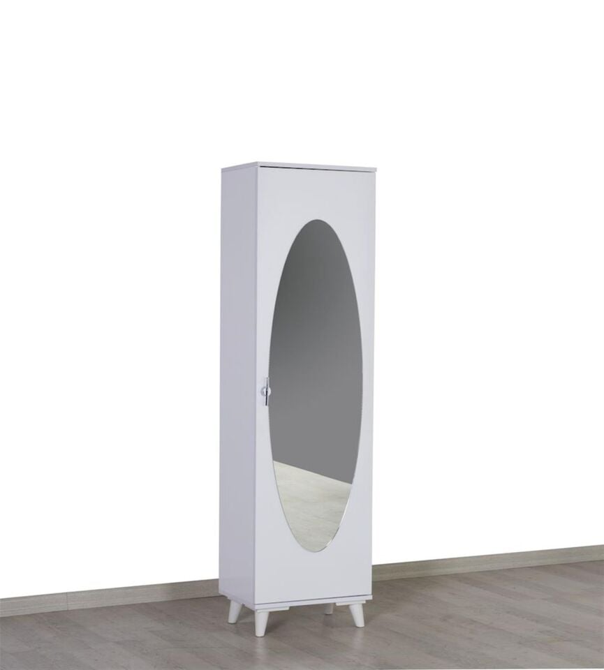 Kzn Güney Km.16.017 Aynalı Raflı Portmanto-Beyaz