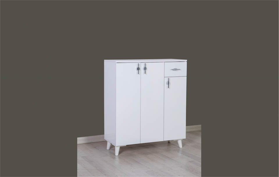 Kzn Halley Km.16.161 3 Kapaklı Çekmeceli Ayakkabılık-Beyaz