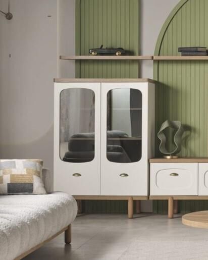 Bige Rigel Vitrin 2 Kapılı Camlı