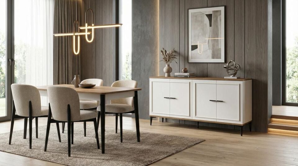 KZN ERA YEMEK ODASI TAKIMI(KONSOL+SABİT MASA+4AD.SAND)