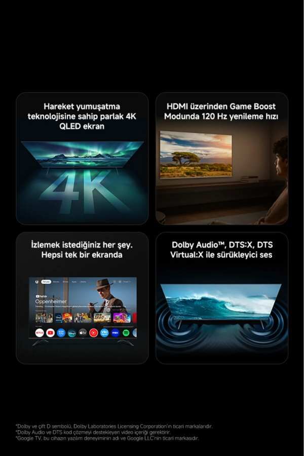 XIAOMI 55'' QLED 4K GOOGLE SMART TELEVİZYON