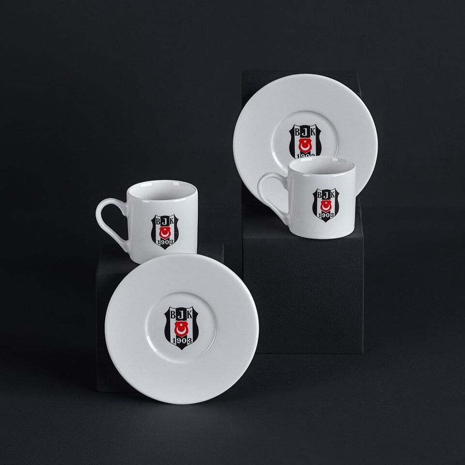 Neva N3422 Beşiktaş Klasik Logo 2'Li Kahve Fincan Takımı