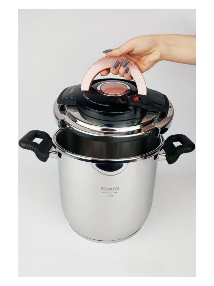 Schafer Cooky Düdüklü Tencere Seti 7 Lt. - Siyah/Rosegold