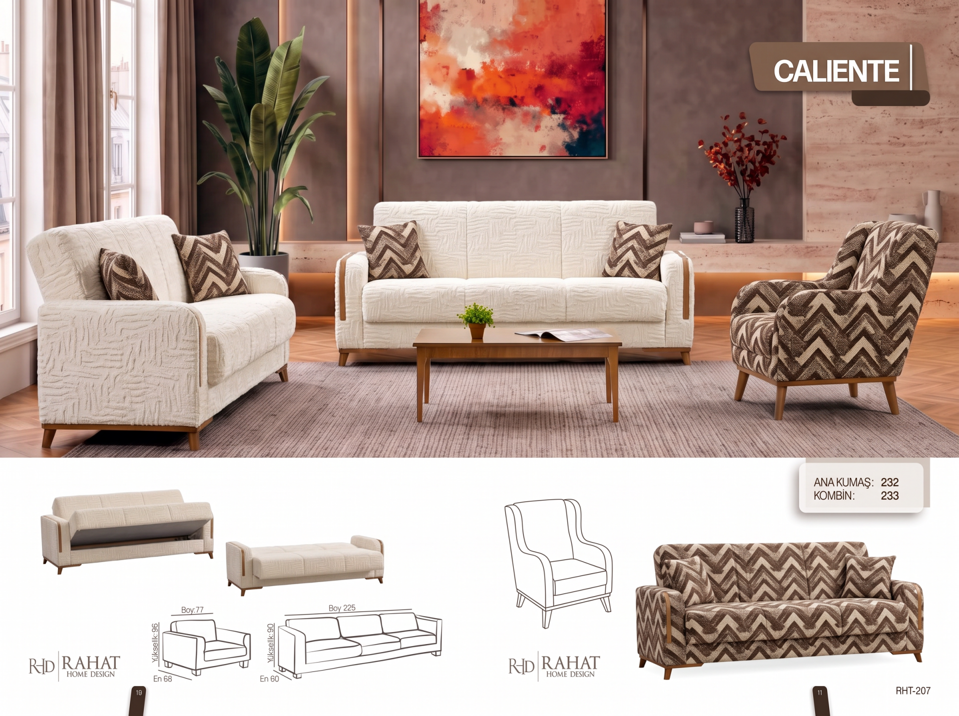 RAHAT CALİENTE 3+3+1 KOLTUK TAKIMI RHT-207