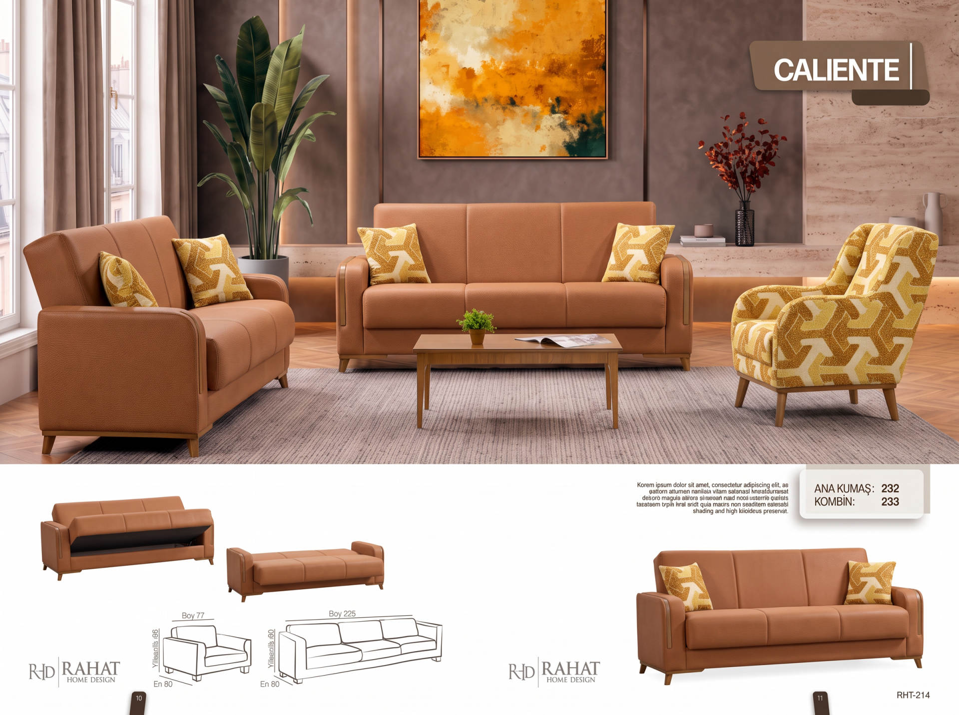 RAHAT CALİENTE 3+3+1 KOLTUK TAKIMI RHT-214