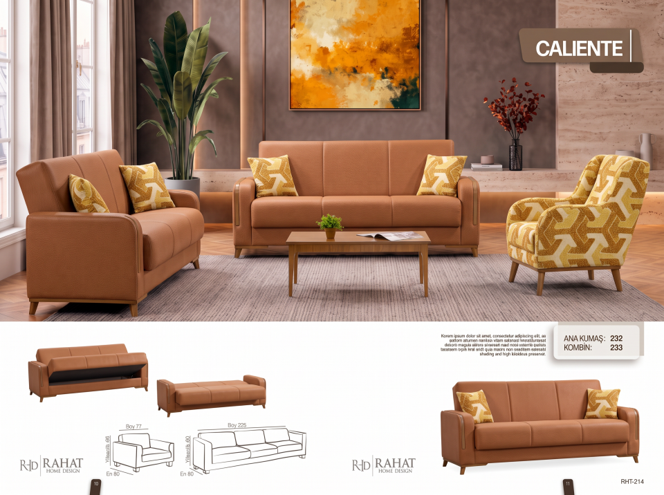RAHAT CALİENTE 3+3+1 KOLTUK TAKIMI RHT-214