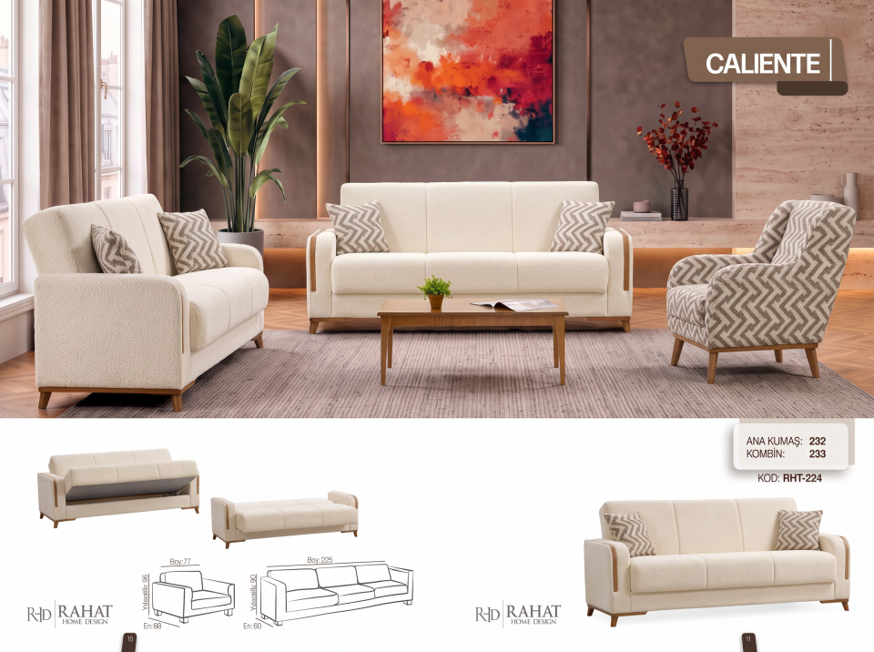 RAHAT CALİENTE 3+3+1 KOLTUK TAKIMI RHT-224