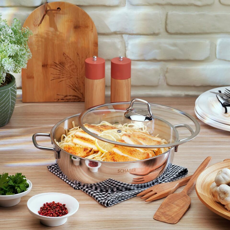 Schafer Held Çelik Basık Tencere - 28 Cm - 2 Parça - Inox