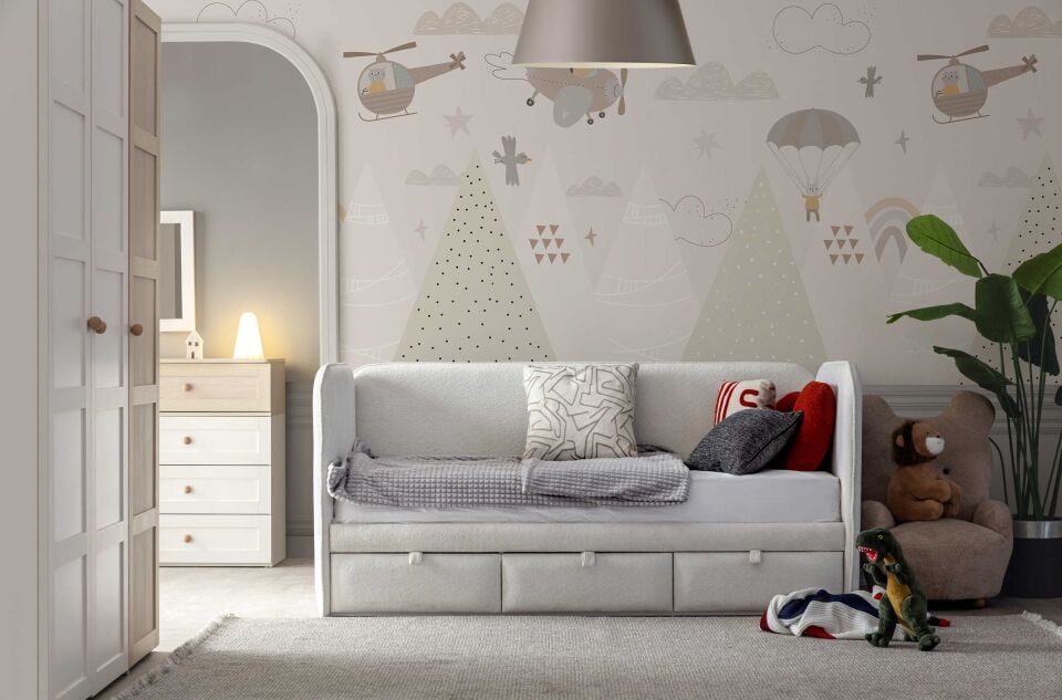 SEVEN DÜNYA DÖŞEMELİ TODDLER 90*190 KARYOLA-COCO 01 A.KREM