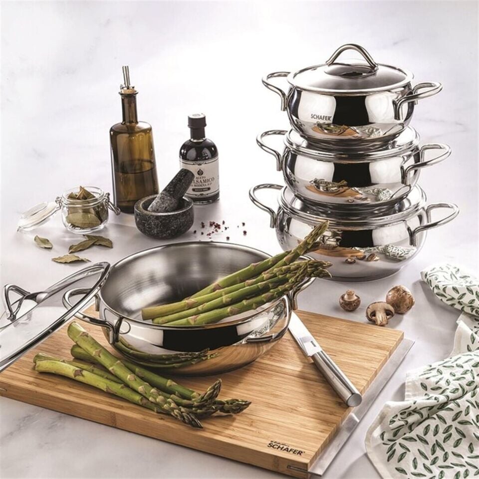 Schafer Cookhaus 8 Parça Çelik Tencere Seti-Inox