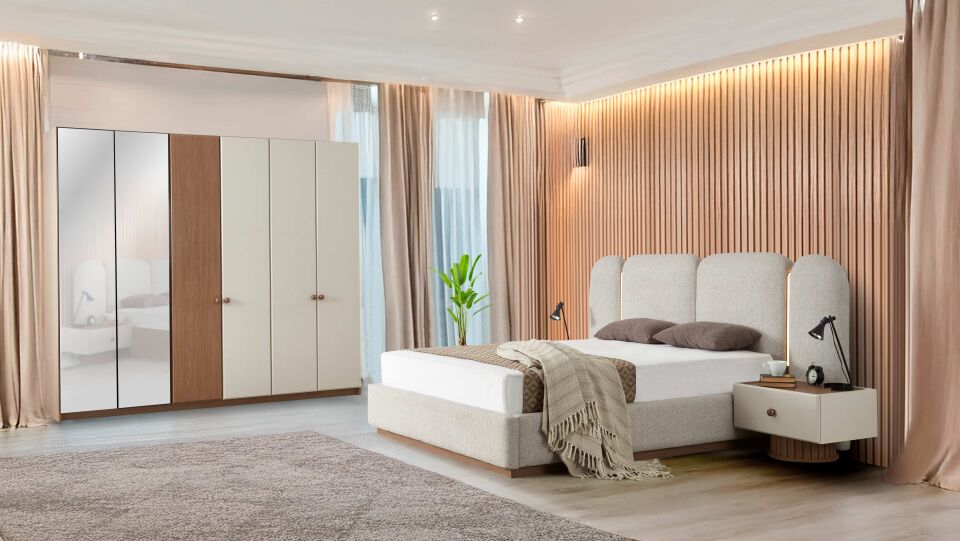 ARNO LARİNA 6 KAPILI YATAK ODASI TAKIMI-BAŞLIKLI