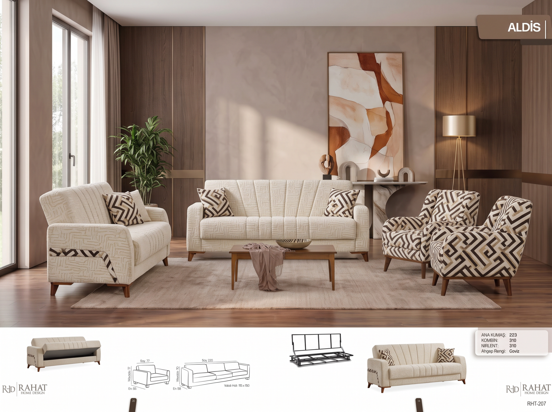 RAHAT ALDİS 3+3+1 KOLTUK TAKIMI RHT-207