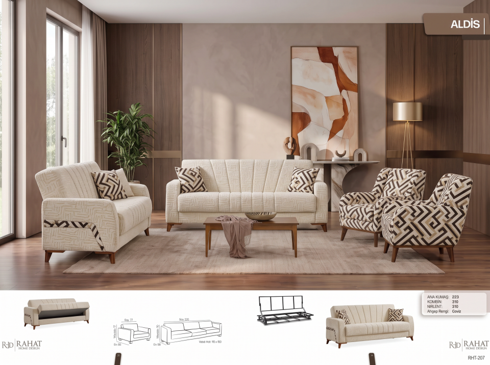 RAHAT ALDİS 3+3+1 KOLTUK TAKIMI RHT-207