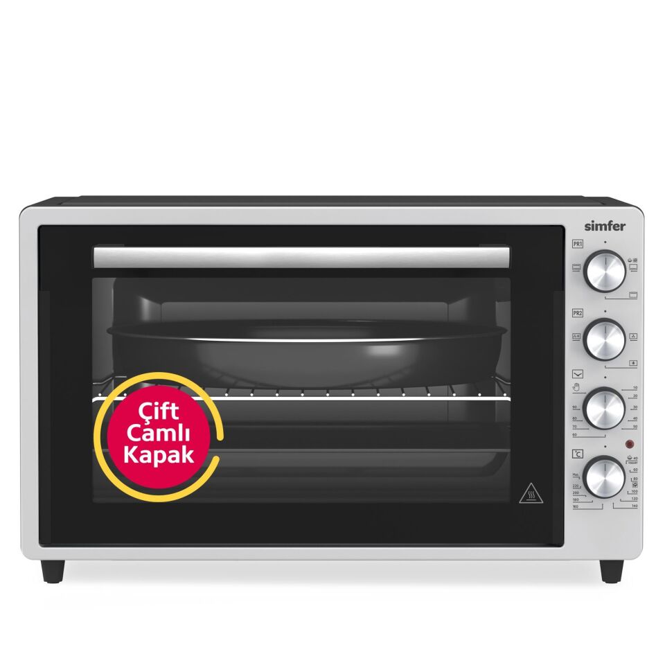SİMFER SMF.002 M7033 TURBO 70 LT ÇİFT CAM MİDİ FIRIN INOX