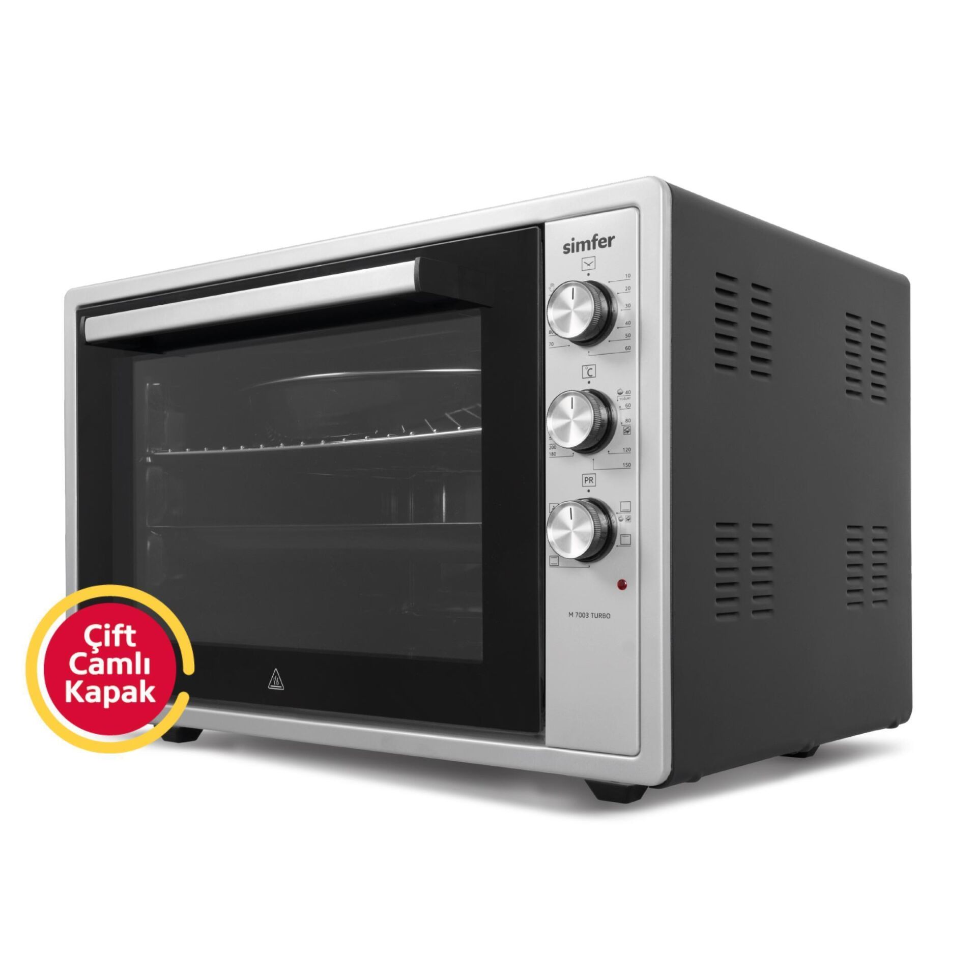 SİMFER SMF.002 M7033 TURBO 70 LT ÇİFT CAM MİDİ FIRIN INOX