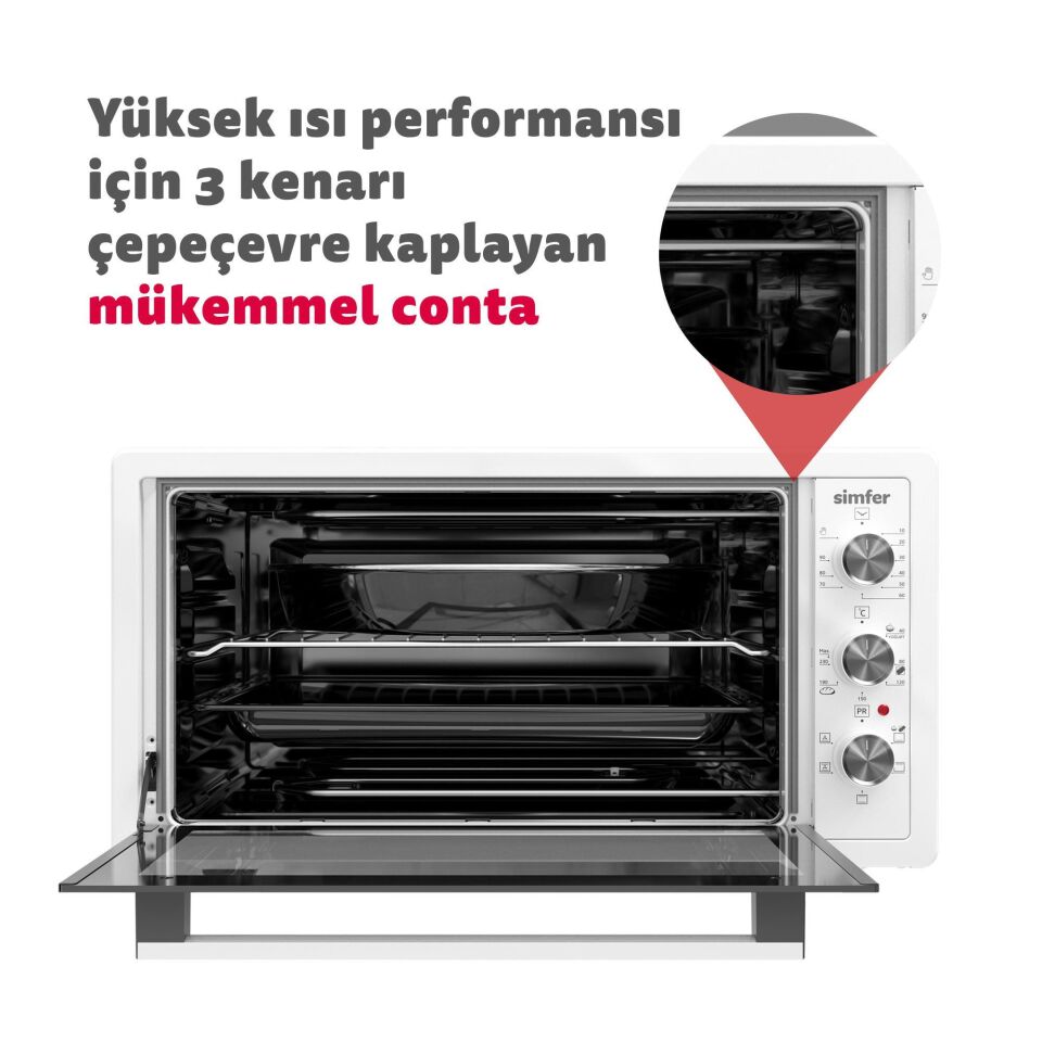 SİMFER SMF.002 M7033 TURBO 70 LT ÇİFT CAM MİDİ FIRIN INOX