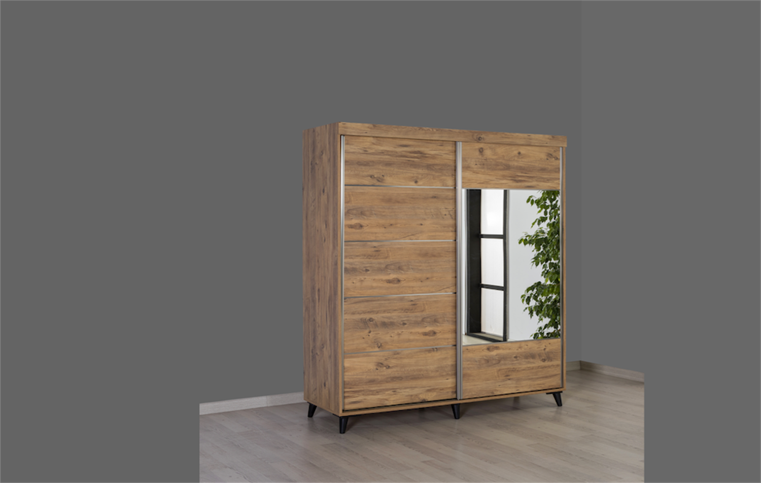 Kzn 165 Cm Km.16.002 Sürgülü Gardırop-Atlantik Çam