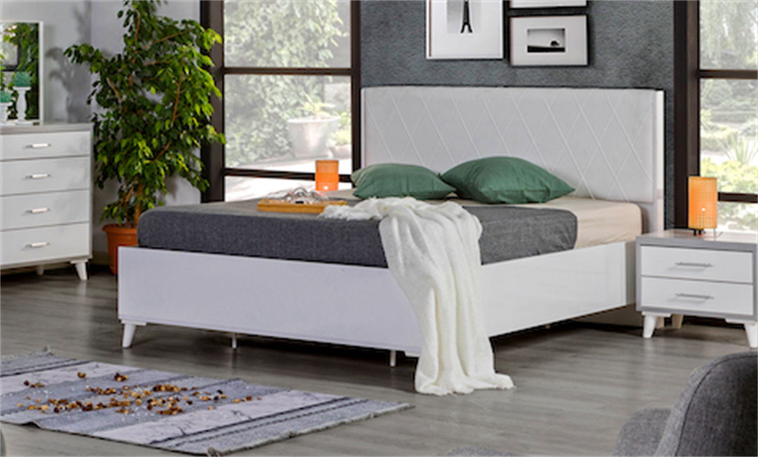 Kzn New Rüya Beyaz Km.10.006 Somyalı Karyola