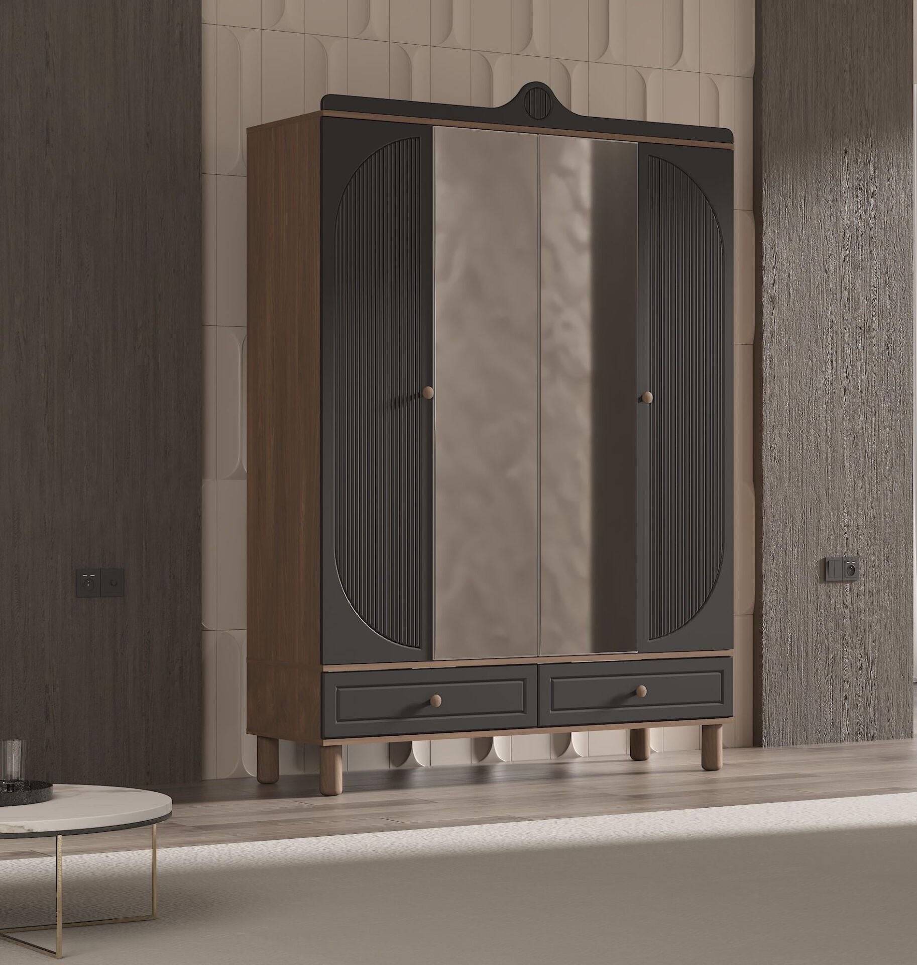 GÜNDAYS PERLA ANTRASİT 4 KAPILI DOLAP