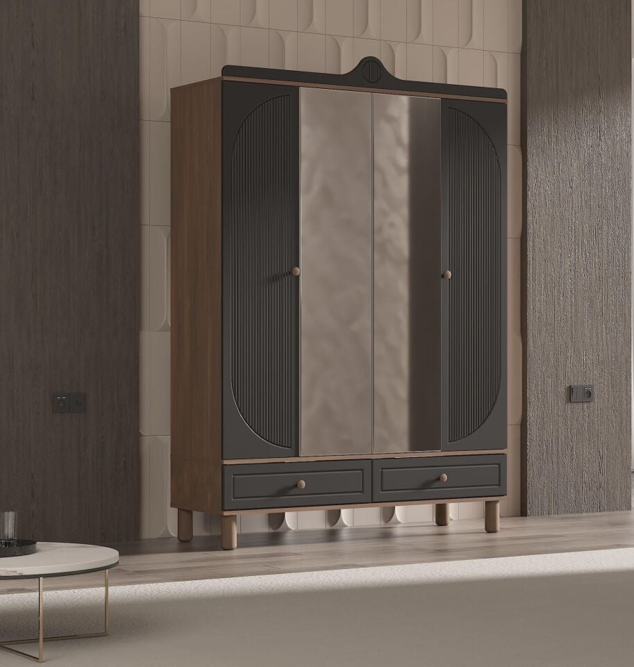 GÜNDAYS PERLA ANTRASİT 4 KAPILI DOLAP