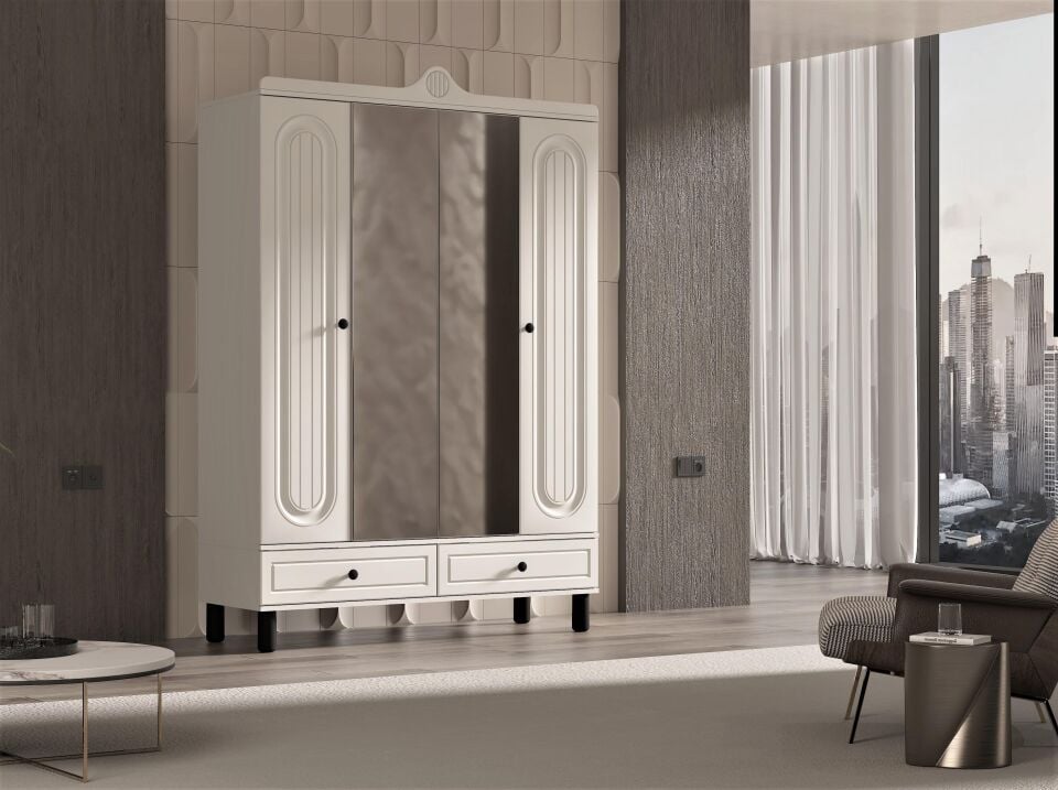 GÜNDAYS DURU BEYAZ 4 KAPILI DOLAP