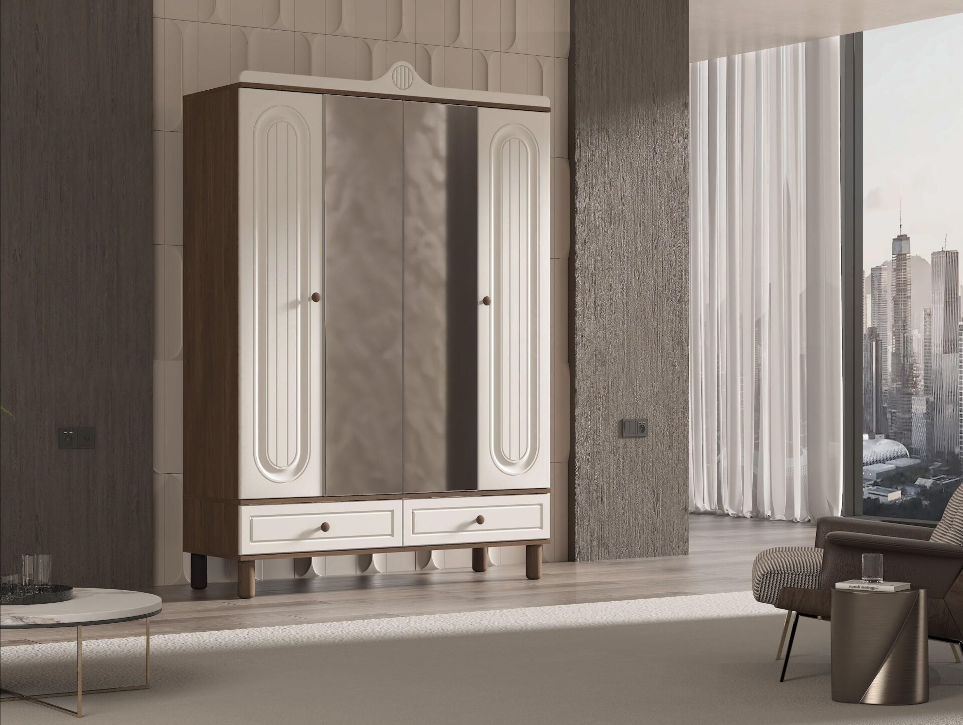 GÜNDAYS DURU CEVİZ 3 KAPILI DOLAP