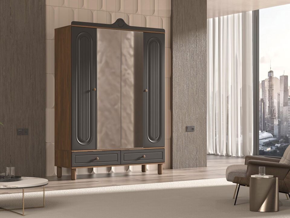 GÜNDAYS DURU ANTRASİT 3 KAPILI DOLAP