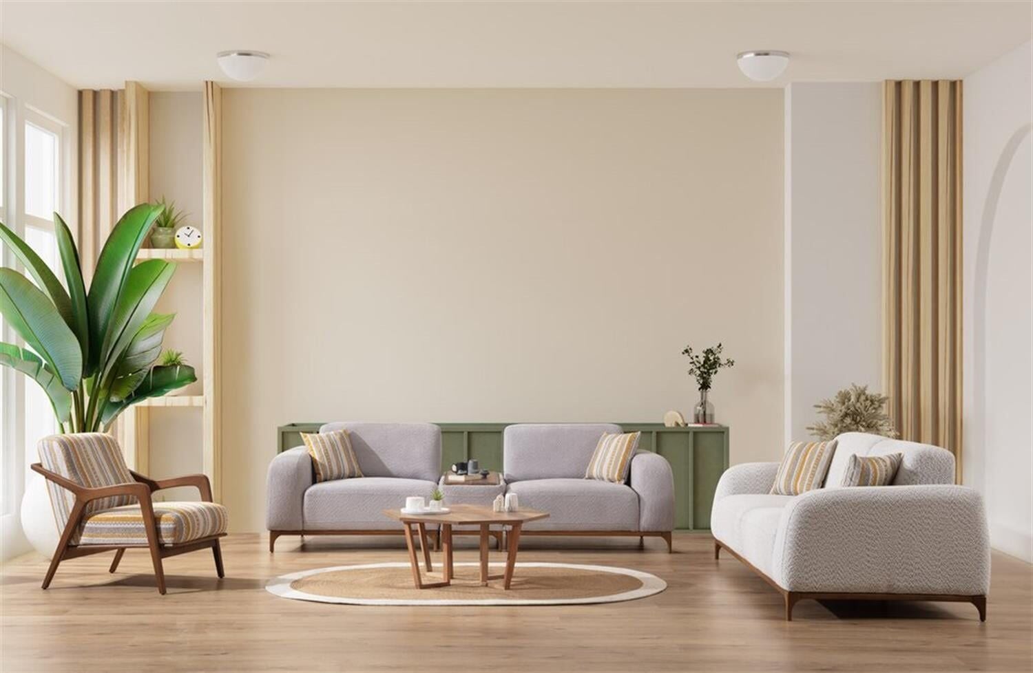 Sanclass Bulut 3+3+1+Sehpa Puf Koltuk Takımı