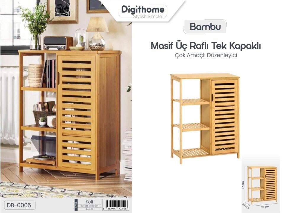 DİGİTHOME BAMBU DB-0005 RAFLI TEK KAPAKLI KABİNET