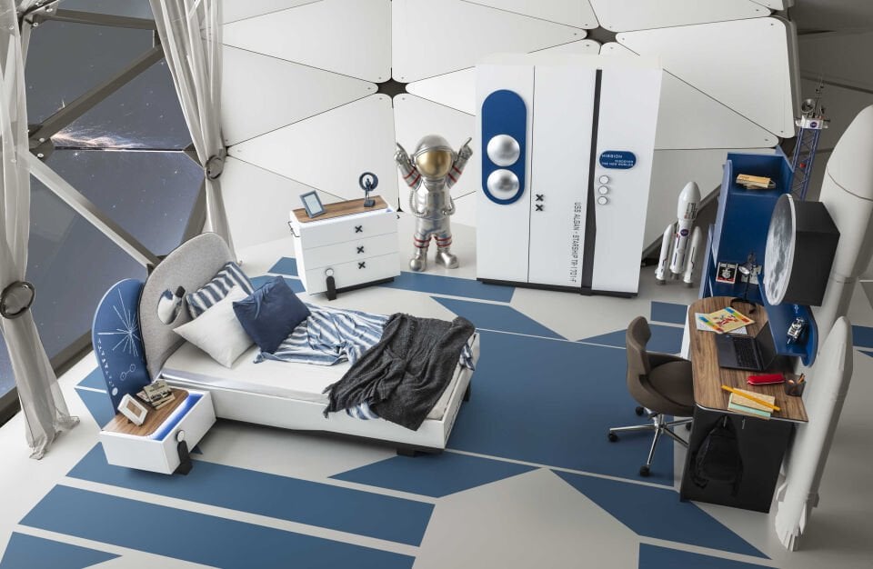 SEVEN SPACE 7 GENÇ ODASI TAKIMI(3 KAP.DOLAP+Ç.MASASI ALT MODÜL+BAŞLIKLI 100LÜK KARYOLA)