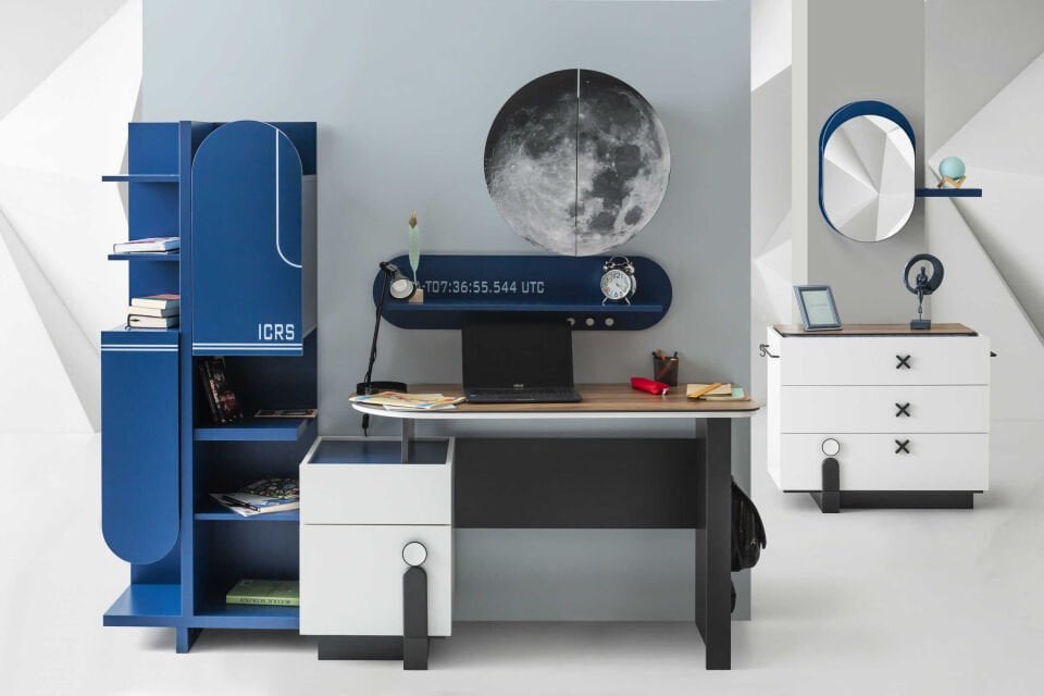 SEVEN SPACE 7 GENÇ ODASI TAKIMI(3 KAP.DOLAP+Ç.MASASI ALT MODÜL+BAŞLIKLI 100LÜK KARYOLA)