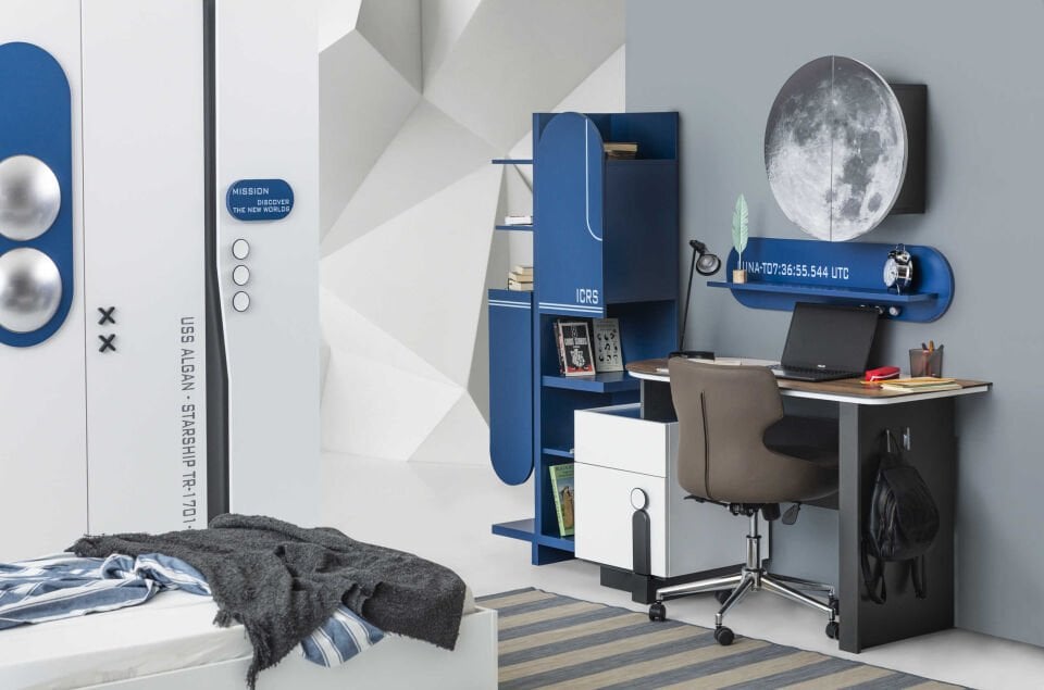 SEVEN SPACE 7 GENÇ ODASI TAKIMI(3 KAP.DOLAP+Ç.MASASI ALT MODÜL+BAŞLIKLI 100LÜK KARYOLA)