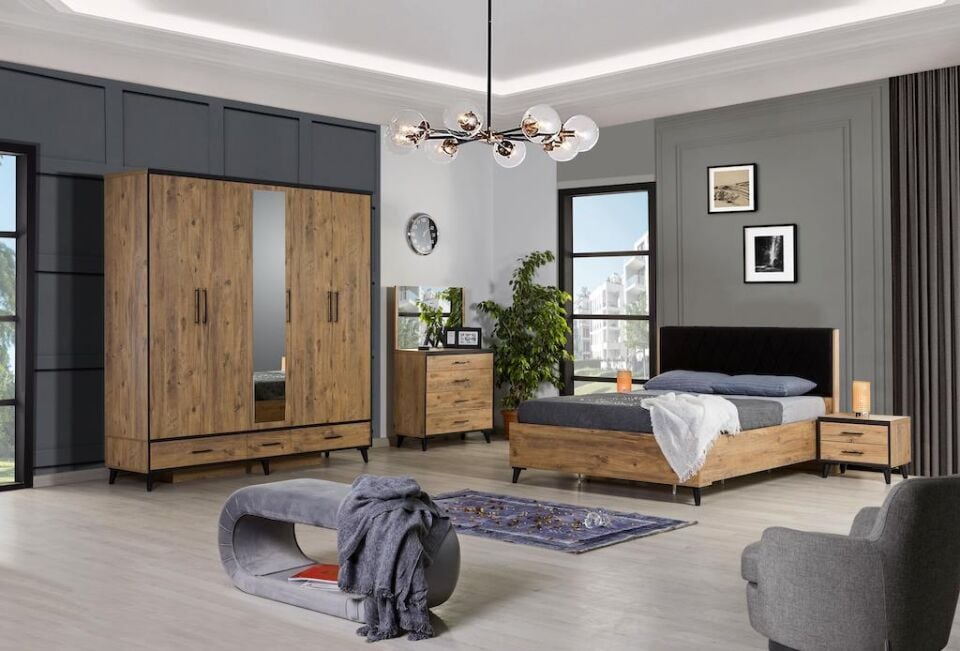 Kzn New Rüya Çam Yatak Odası Takımı- Somyalı Karyola