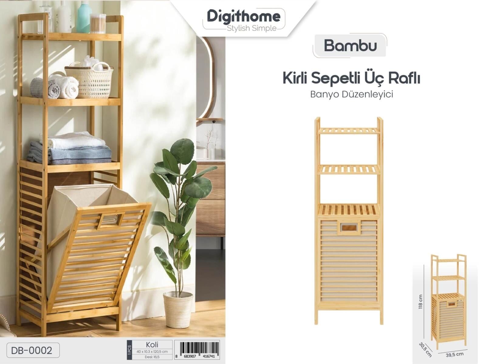 DİGİTHOME BAMBU DB-0002 ÇİFT KARTI BAMBU KİRLİ SEPETİ
