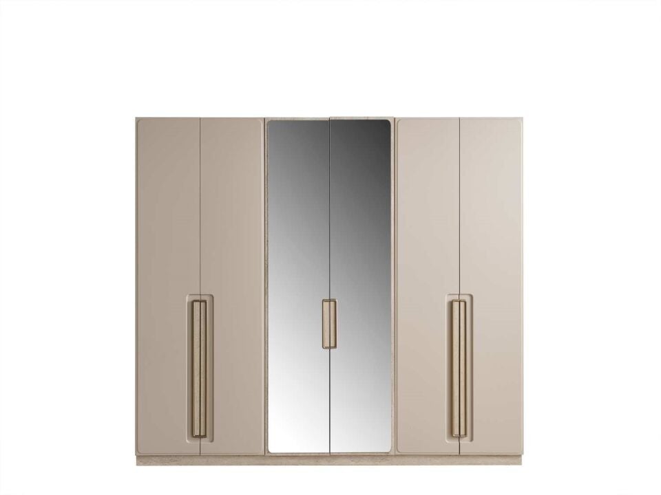 BERNİDO AKKOR D1 240CM 6 KAPILI DOLAP(4 BOYALI KAPAK+2 AYNA KAPAK)