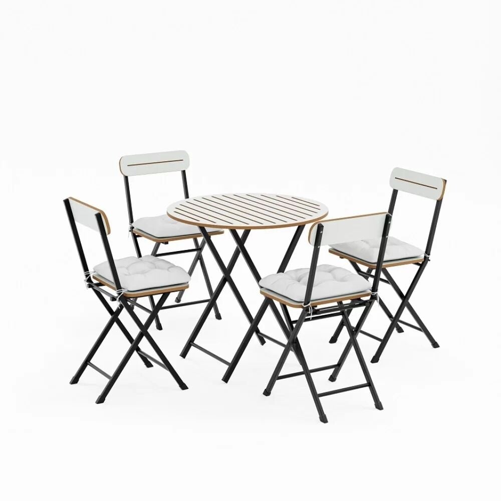 MOVEMO BISTRO MVM-B-1501 4'LÜ YUVARLAK MASA TAKIMI-BEYAZ