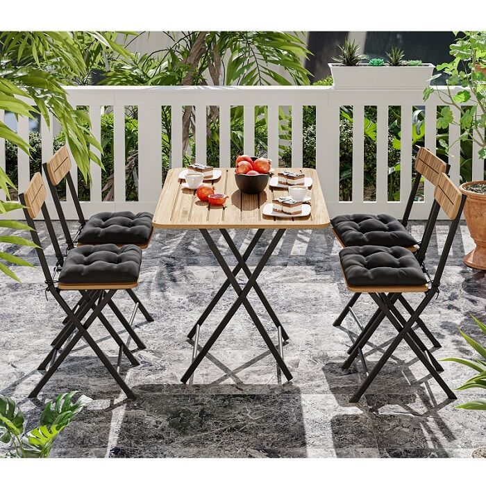 MOVEMO BISTRO MVM-C-1427 4'LÜ KARE MASA TAKIMI-CEVİZ