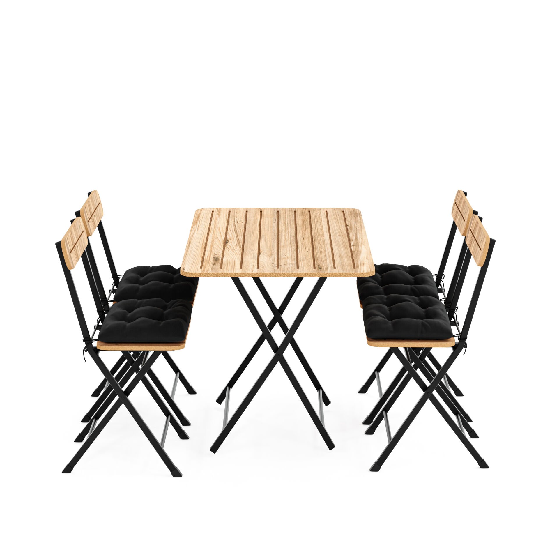 MOVEMO BISTRO MVM-C-1427 4'LÜ KARE MASA TAKIMI-CEVİZ