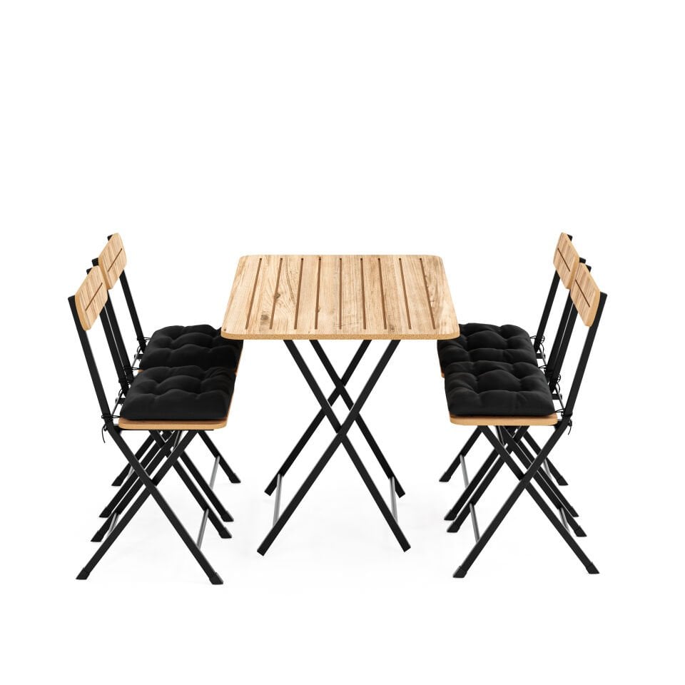 MOVEMO BISTRO MVM-C-1427 4'LÜ KARE MASA TAKIMI-CEVİZ