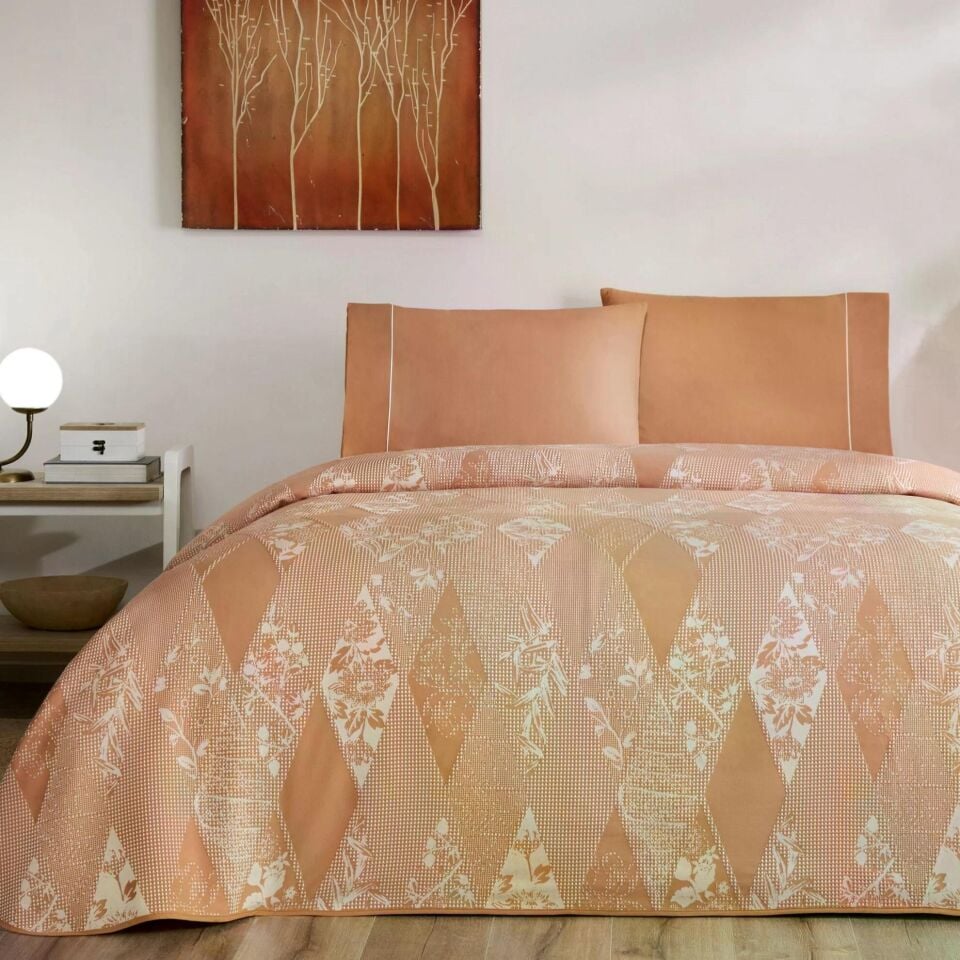 Taç 3698 Jakarlı Çift Kişilik Pike Takımı Flava Kiremit