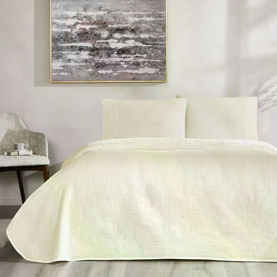 Taç 3699 Tek Kişilik Jakar Pike Takımı Vıgnes Beyaz