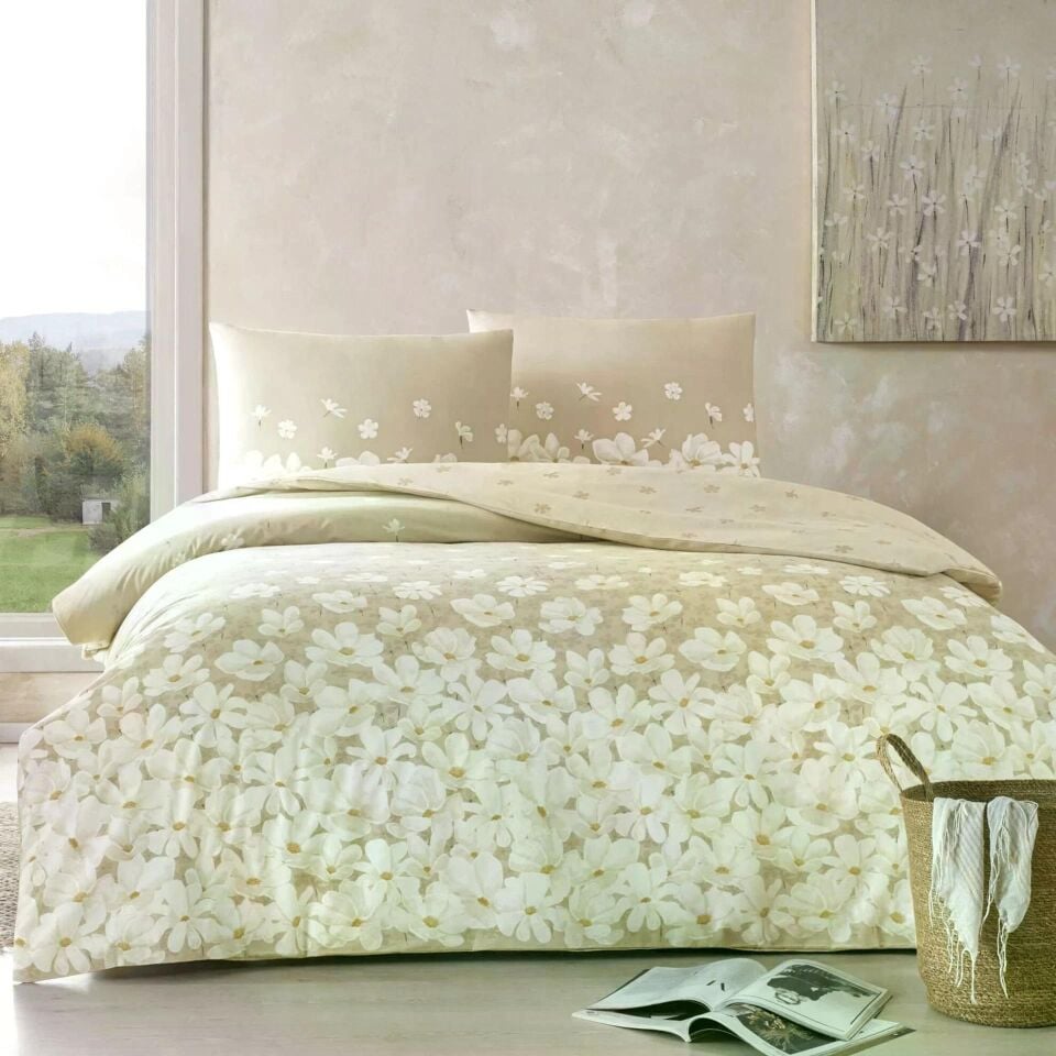 Taç 3464 Çift Kişilik Aprıl Çift Kişilik Nevresim Takımı Bej