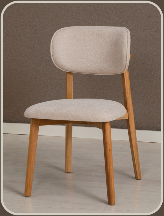 Kzn Bohem Sandalye (Kumaş Krem Havlı Kumaş + Ayak Nat. Ceviz)