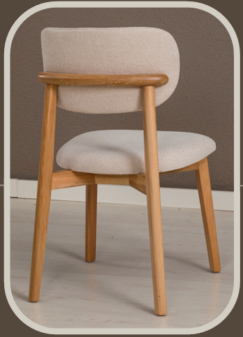 Kzn Bohem Sandalye (Kumaş Krem Havlı Kumaş + Ayak Nat. Ceviz)