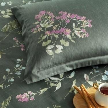 Taç 3254 Çift Kişilik Saten Nevresim Takımı Ruth Yeşil