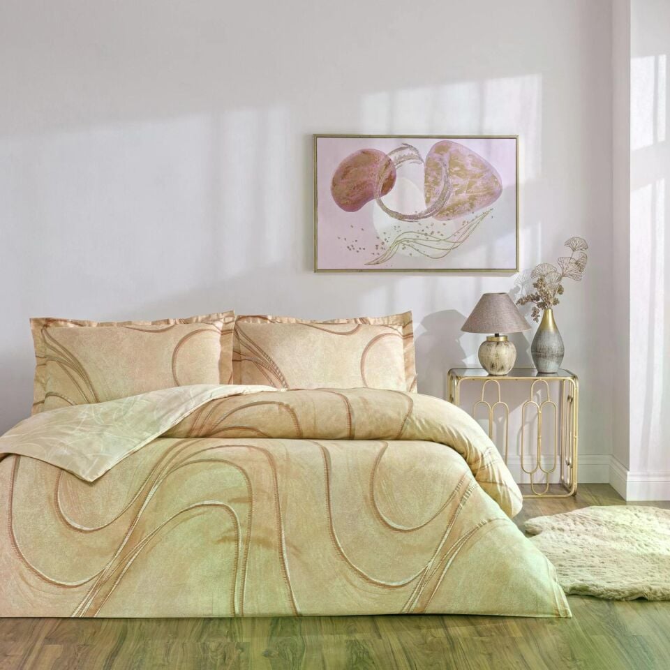 Taç 3254 Saten Çift Kişilik Nevresim Takımı Elısandra Bakır