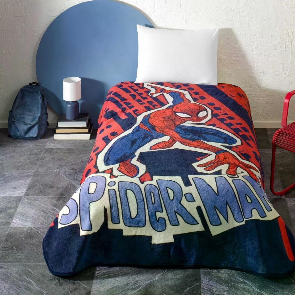 Taç 7480 Tek Kişilik Lisanslı Battanıye Spıderman Block